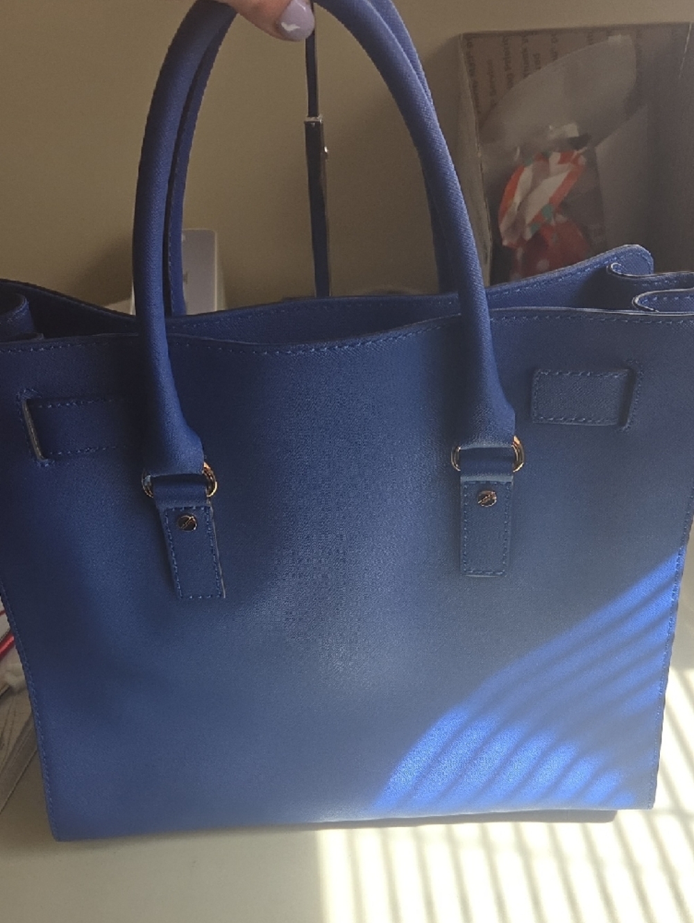Michael Kors Hamilton Large North South  Royal Blue Tote with Gold Hardware - Picture 9 of 10